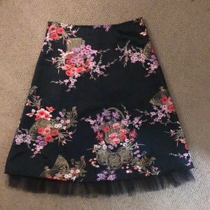 Black skirt w Asian inspired print